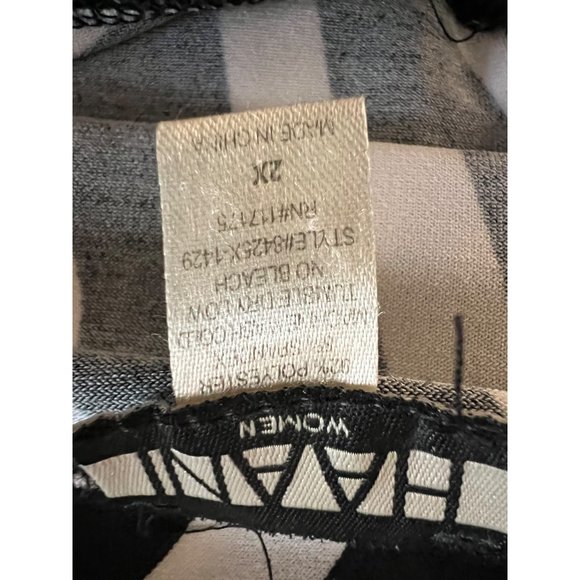 HAANI Women's Dress 2X Black White Striped KneeShort Sleeve Stretch V-Neck - Picture 12 of 12